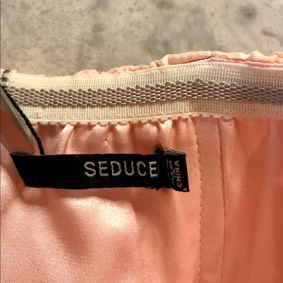 Peach Parfait Silk Strapless Dress - Picture 5 of 9